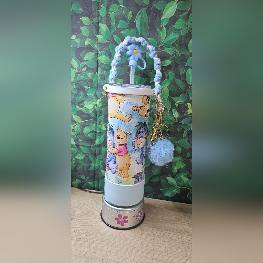 Kids Cartoon Character Tumbler with Blue Pom-Pom